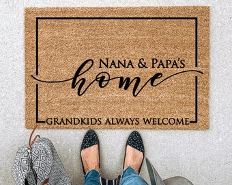 Grandparent gift, gift for grandma, gift for grandpa, Custom doormat, personalized welcome mat, housewarming gift, customized door mat