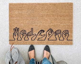ASL Gift, Personalized Doormat, Custom Door Mat, Last Name Doormat, Housewarming Gift, Newlywed Gift, Gift for Her, Personalized Doormat
