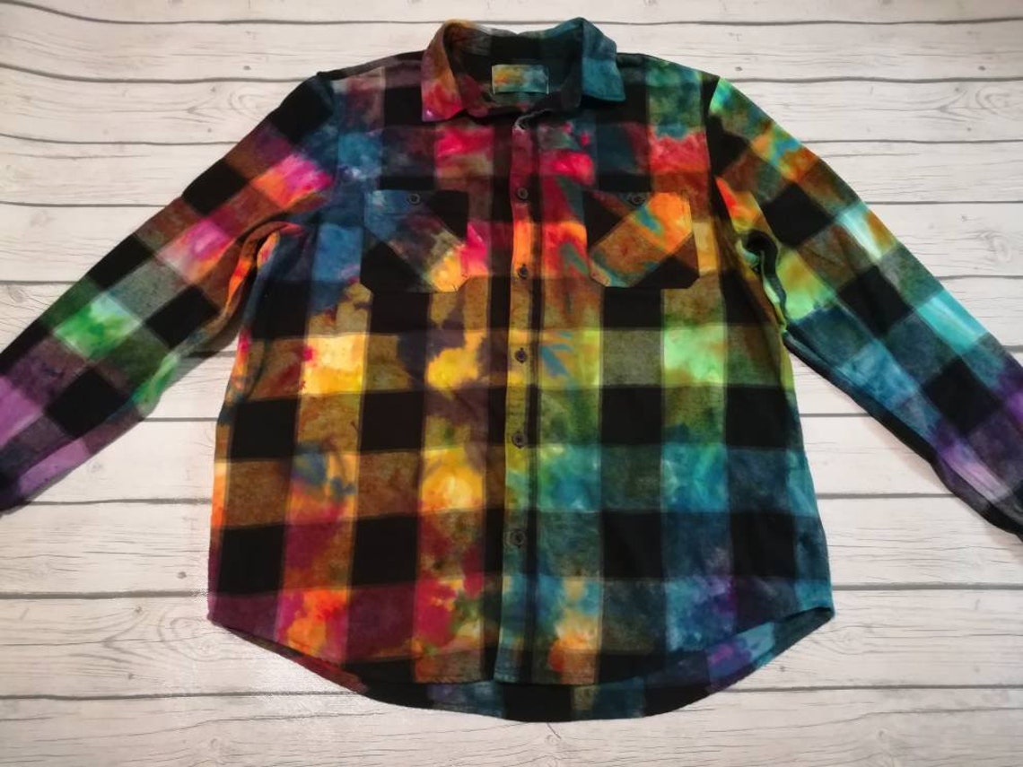 Tie Dye Flannel Shirt Tie Dye Flannel Flannel Shirt Tie Dye Etsy