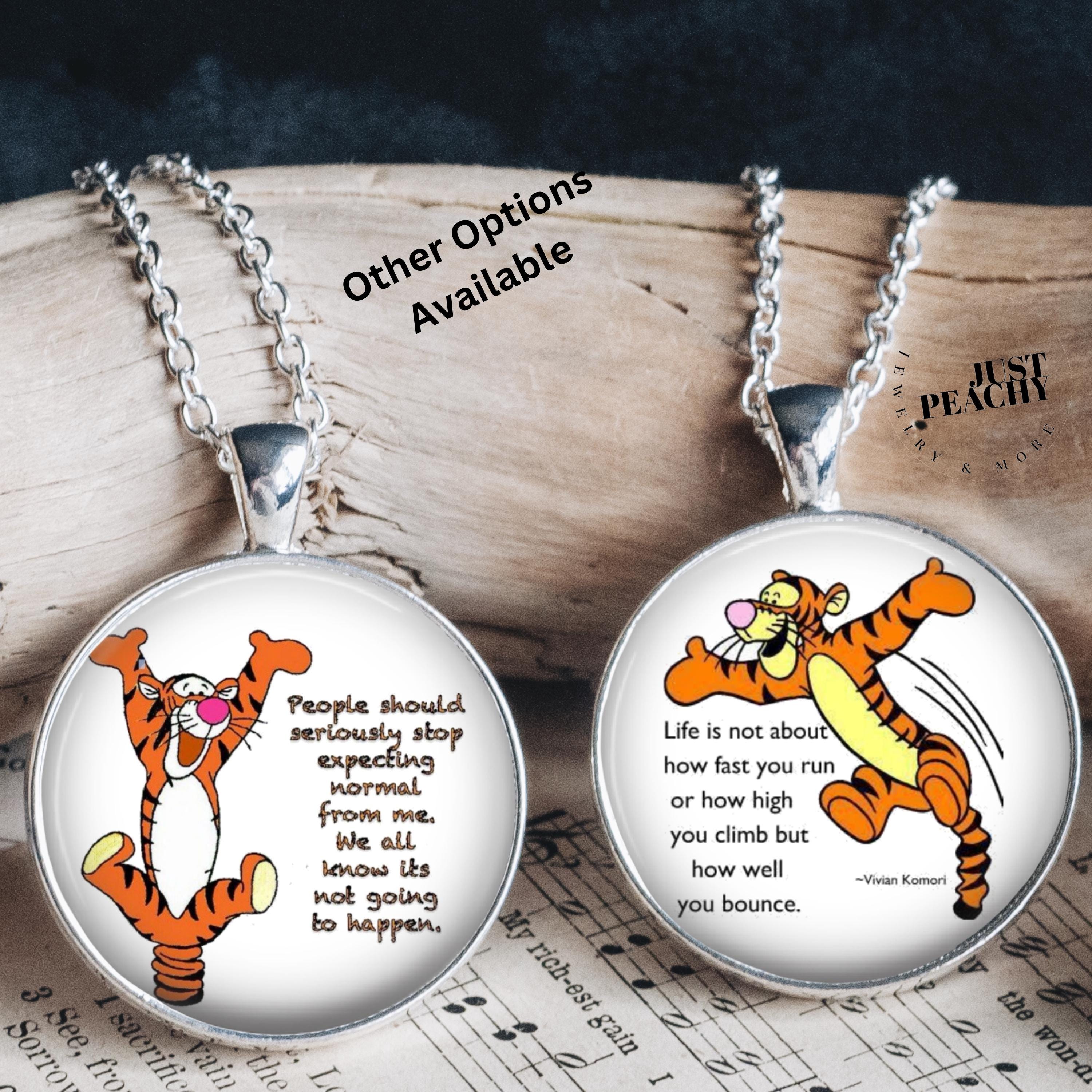 Tigger Winnie the Pooh Quote Pendant Necklace: Silver Finish