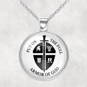 Put on the Armor of God Unisex Silver Pendant Necklace Regular or Large Keychain Purse Charm Empowerment Minimalist Faith Religious