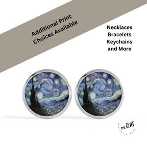 Van Gogh Art History Silver Jewelry Stud Earrings Starry Night Sunflowers Irises Classic Matching Necklace Bracelet Brooch Gift Idea New
