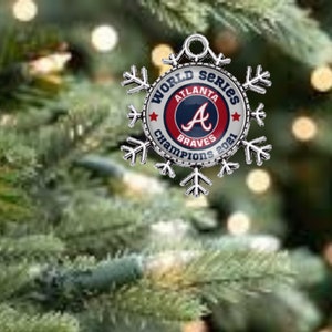 Atlanta Braves World Series Champions Silver Snowflake Christmas Ornament Multiple Variations Sports Fan Stocking Stuffer Gift Idea New