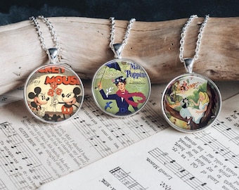 レトロなディズニー漫画シルバーペンダントネックレス - ハンドメイド - ジュエリーセット