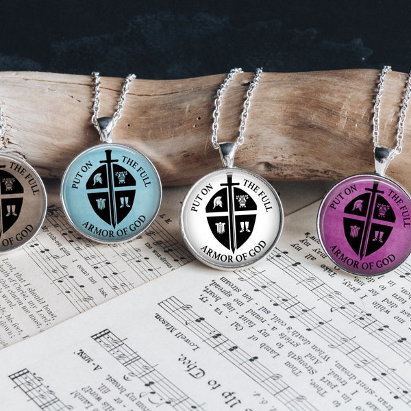 Put on the Armor of God Unisex Silver Pendant Necklace Regular or Large Keychain Purse Charm Assorted Colors Your Choice Gift Idea Religious