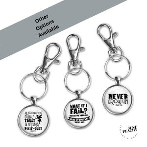 Peter Pan Life Quotes Key Chain Ring Detachable Carabiner Clip Large Option Multiple Quotes Tinker Bell Pixie Dust Inspiring Empowerment New