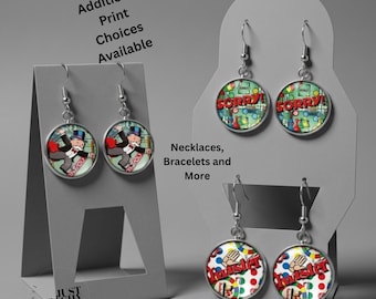 Pendientes colgantes con diseño de Monopoly, joyas nostálgicas de juegos de mesa
