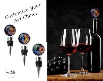 Sun & Moon Celestial Wine Bottle Stopper, Boho Hostess Gift