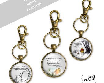If There Ever Comes a Time We Cant Be Together Keep Me In Your Heart Forever Bronze Keychain Necklace Large Pendant Option Winnie the Pooh
