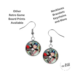 Classic Nostalgic Board Game Art Silver Dangle Earrings Monopoly Candyland Twister Sorry Operation Necklace Bracelet Keychain Option
