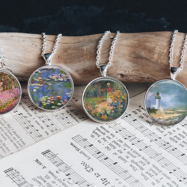 Claude Monet Art History Paintings Jewelry  Glass Pendant Necklace Large Pendant Option Matching Earrings Bracelet Art Lover Gift Idea New