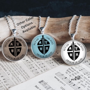 Put on the Armor of God Unisex Silver Pendant Necklace Regular or Large Keychain Purse Charm Assorted Colors Your Choice Gift Idea Religious