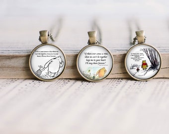 Collar con cita de Winnie the Pooh, colgante de bronce – Joyería de recuerdo