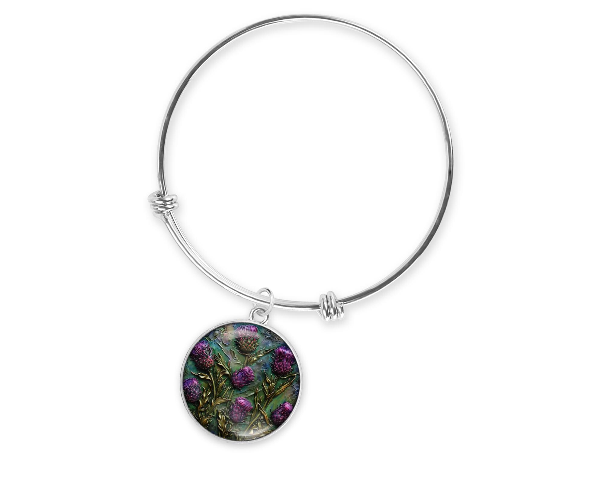 Collana OUTLANDER - Ciondolo Cardo Scozzese Viola Con Strass, Regalo D'amore - Cristallo