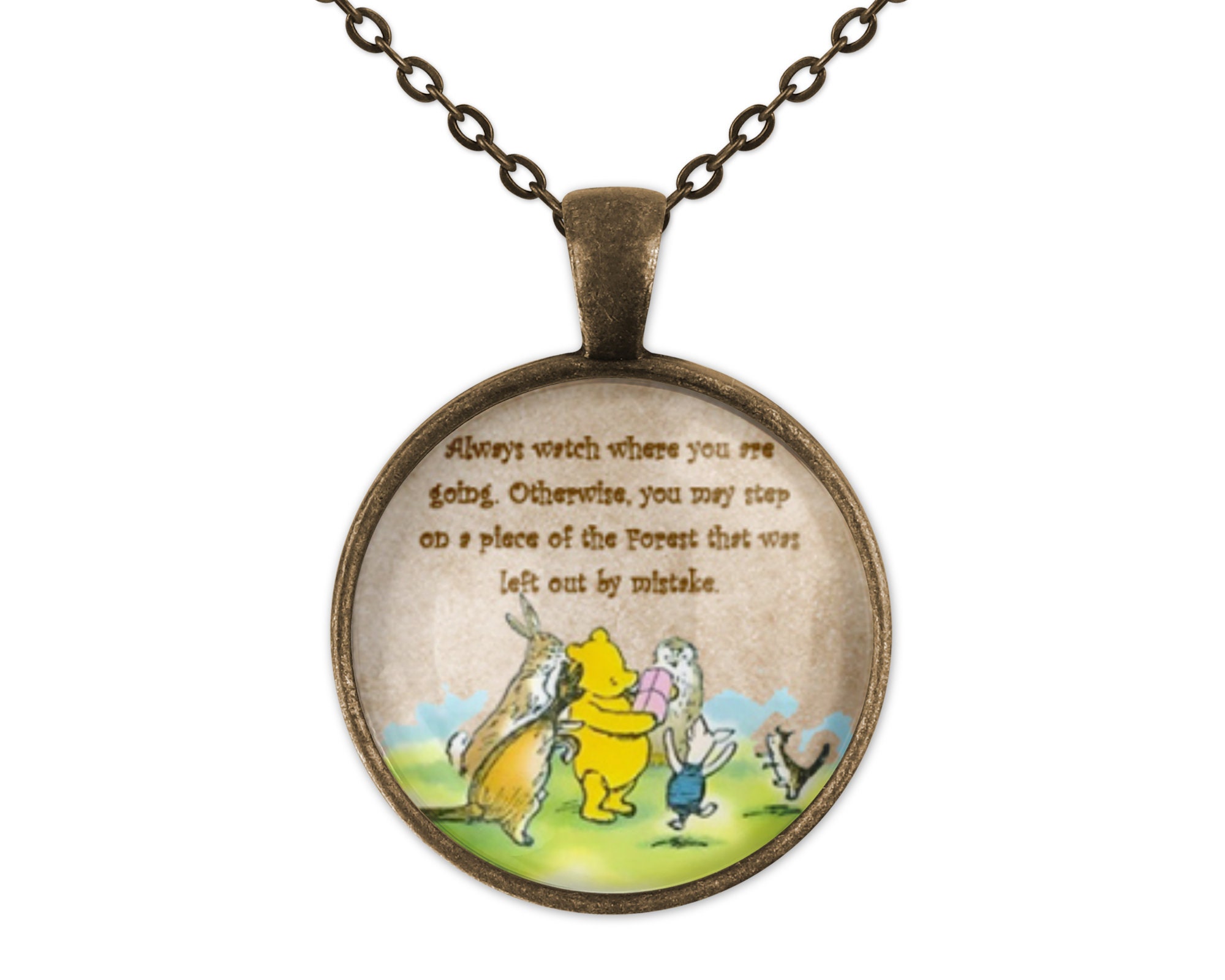 Winnie the Pooh Quote Glass Pendant - Etsy