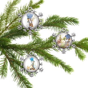 Retro Colonial Holly Hobbie Snowflake Christmas Holiday Ornaments Multiple Variations Create You Own Set