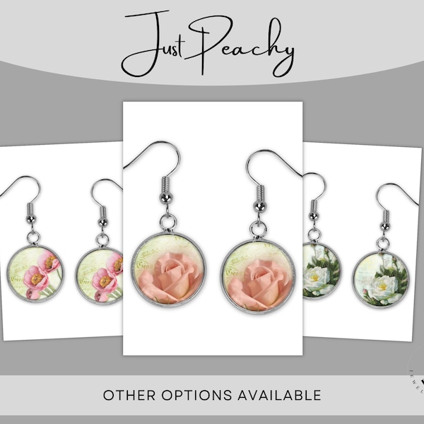 Shabby Chic Rose Floral Art Silver Jewelry Dangle Earrings Gift Pendant Necklace Large Option Bracelet Brooch Keychain Option