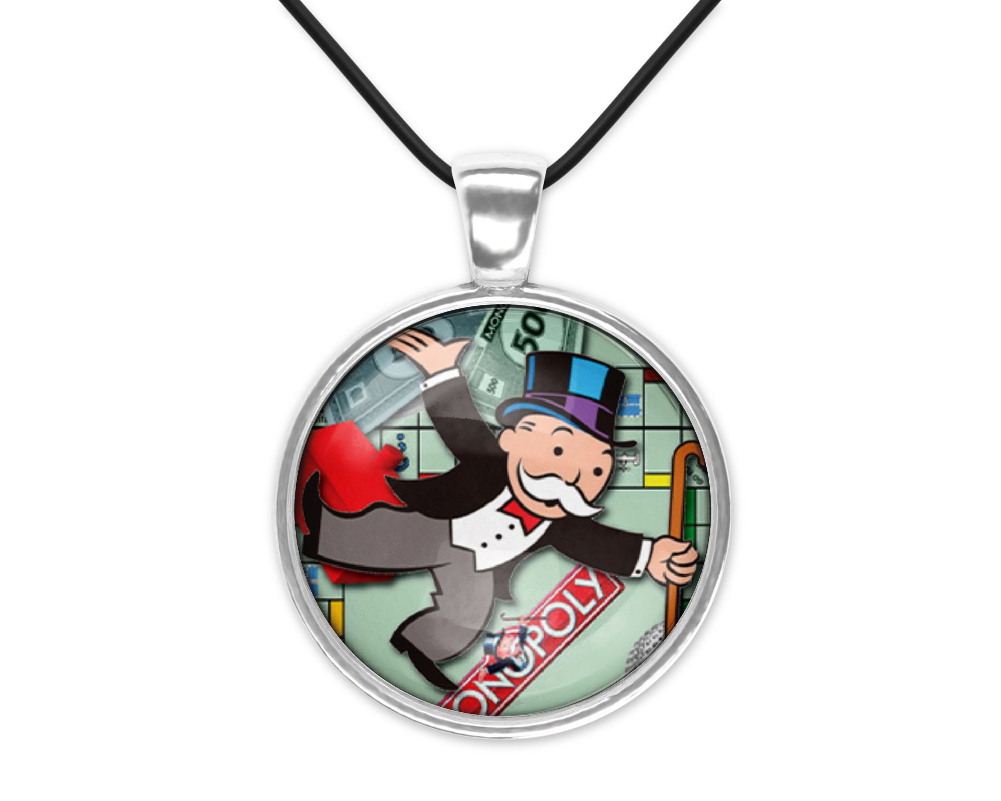 Classic Nostalgic Board Game Art Glass Pendant Necklace