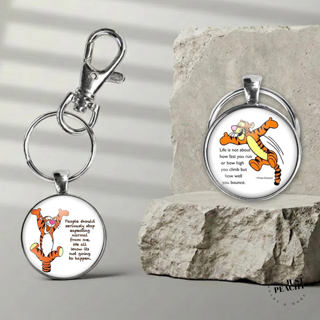 Tigger Keychain: Winnie the Pooh Quote, Glass Pendant Charm - Etsy