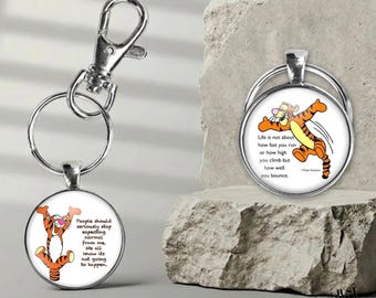 Tigger Keychain: Winnie the Pooh Quote, Glass Pendant Charm - Etsy