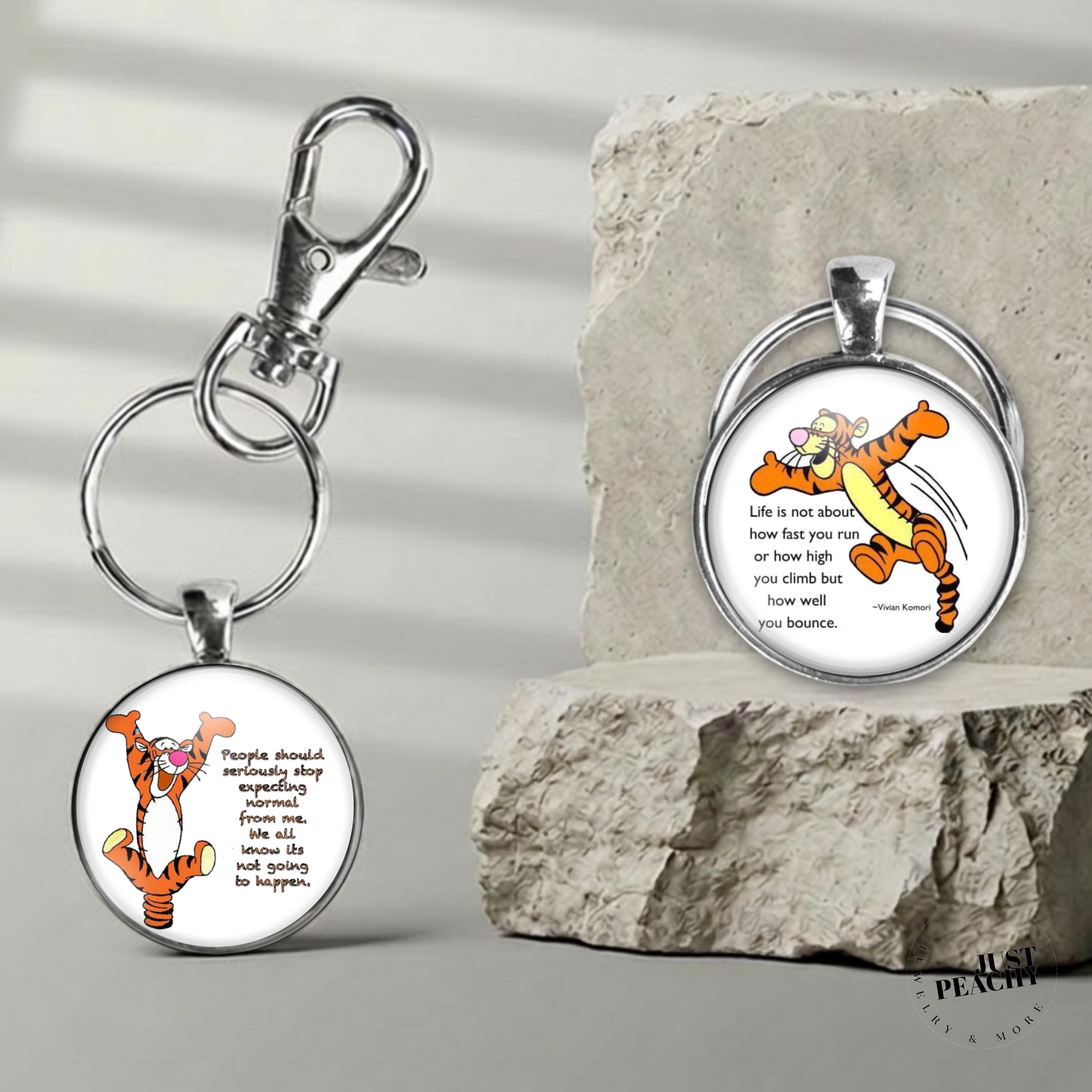 Tigger Keychain: Winnie the Pooh Quote, Glass Pendant Charm - Etsy