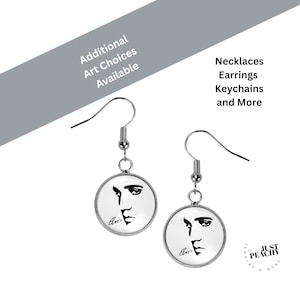 Elvis Presley King of Rock Silver Jewelry Dangle Earrings Glass Pendant Multiple Variations Necklace Bracelet Keychain Rock Roll Gift Idea