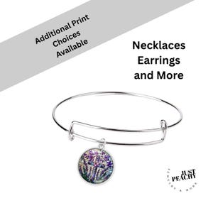 Pulseira de prata com arte em vitral e cruz floral, conjunto de joias religiosas para a fé