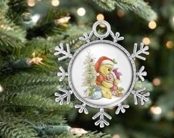 Winnie the Pooh Piglet Christmas Art  Snowflake Ornament Gift Tag Stocking Stuffer Gift Idea New Multiple Variations