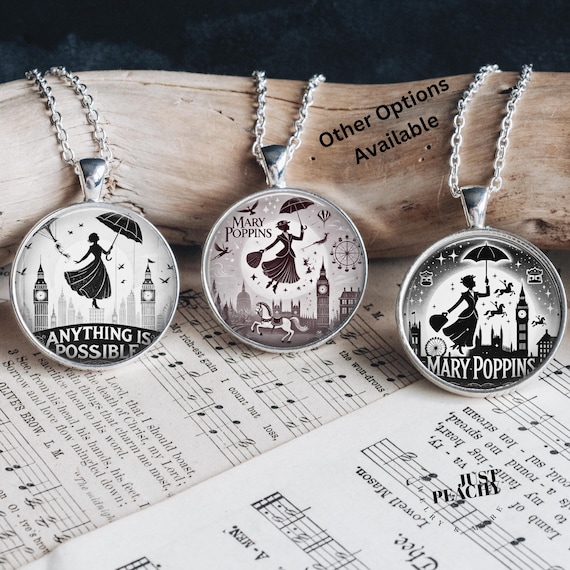 Vintage Mary Poppins Jewellery Mary Poppins Retro Movie Art Silver