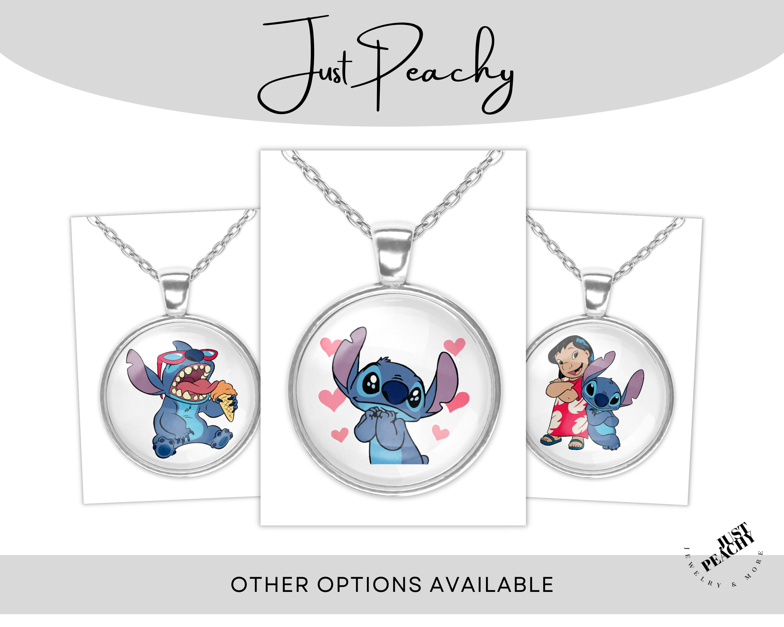 Lilo Stitch Silver Jewelry Necklace Multiple Options Lilo Stitch Silver Jewelry Necklace Multiple Options