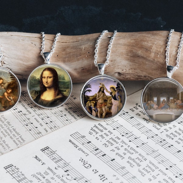 Leonardo Da Vinci Art History Painting Silver Jewelry Glass Pendant Necklace  Large Option Matching  Earrings Bangle Charm Bracelet