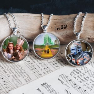Wizard of Oz Retro Classic Movie Art Jewelry Silver Glass Pendant Necklace Large Option Variations Earrings Bracelet Gift Idea Dorothy Toto