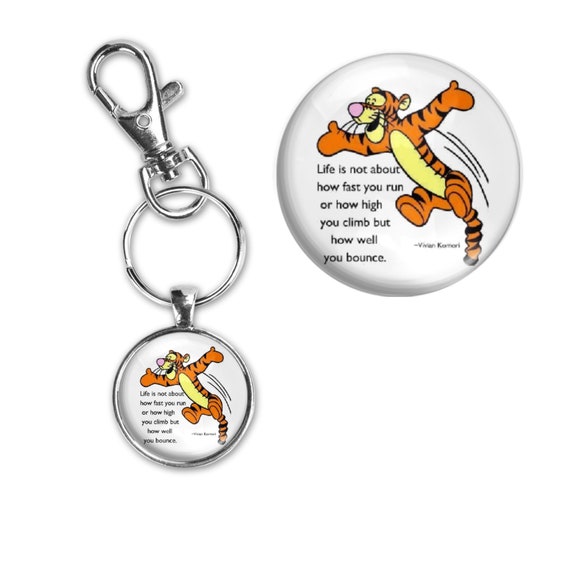 Tigger Keychain: Winnie the Pooh Quote, Glass Pendant Charm - Etsy