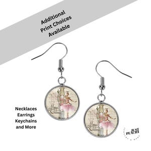 Orecchini in argento con balletto Schiaccianoci, collana con ciondolo in vetro, gioielli natalizi