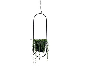 Hanging pot, decorating with flower pot "Hanging Garden" oval, black