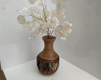 Vase, Vase décoratif, Vase en bois fait à la main, Bois décoratifVase, Pot en bois, Bois naturel sculpté à la main, Vase sculpté