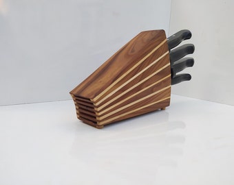 Handmade Wooden Knife Holder, Silverberry & Cypress Wood, Kitchen Decor