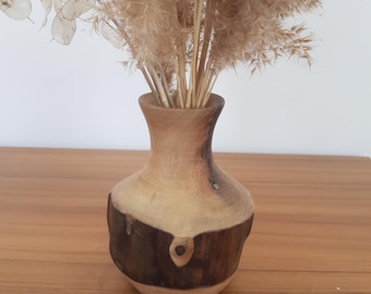 Handmade Walnut Wood Vase, Rustic Home Decor