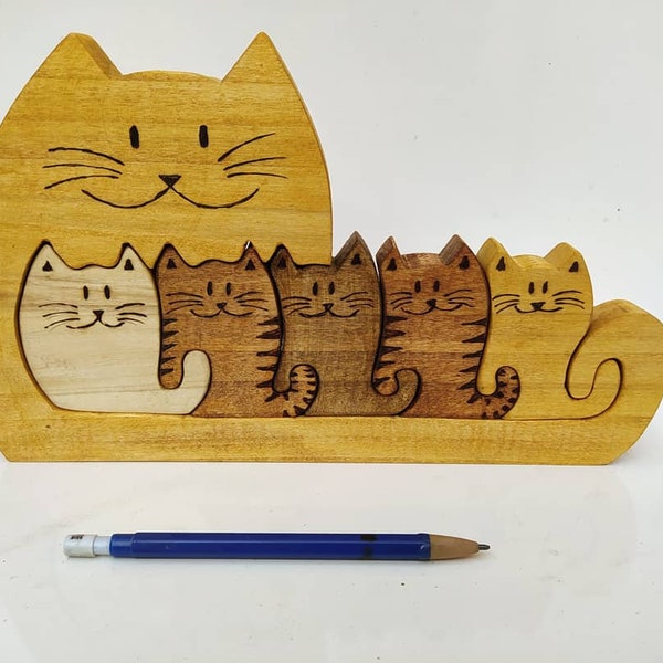 Wooden Cat Trinket,  Educational Wooden Toy, Baby & Toddler Toy,Decorative Toy,Table Top Decorative Toy