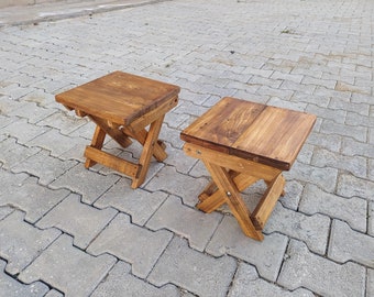 Handgemaakte opklapbare cipressenhouten kruk, picknickkampeerstoel