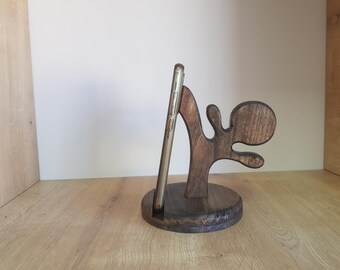Handmade Cypress Wood Phone Stand, Wooden Decor