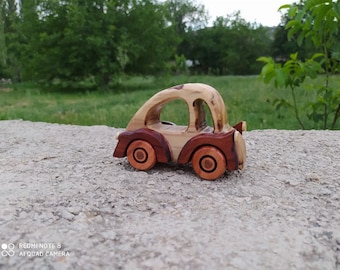 Handmade Wooden Toy Car, Cypress Beech Wood, Engraved Toy