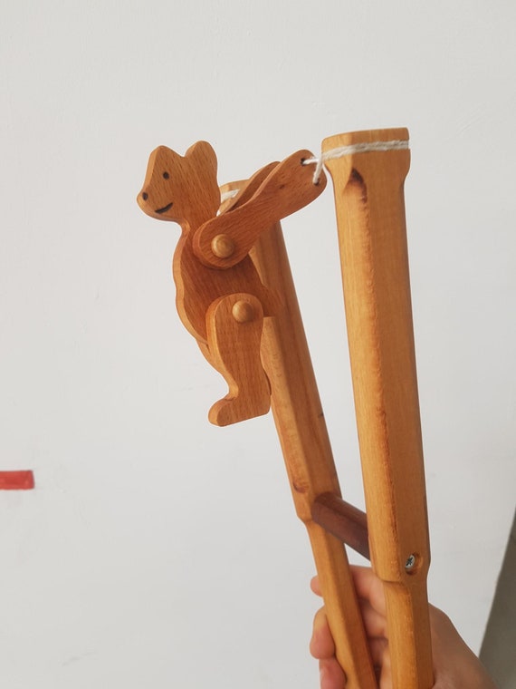 Handmade Beech Wood Acrobat Toy, Educational Fine Motor Skills