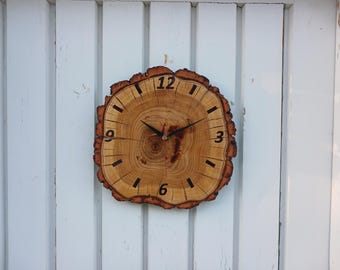 Handmade Apricot Wood Slice Wall Clock, Silent Mechanism - Etsy