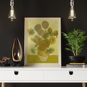 Vincent Van Gogh - Sunflowers Self-Adhesive Poster - Still Life Painting - Room Decor - Peel & Stick - Removable Wall Art #51PN
