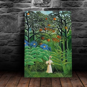 Henri Rousseau - Walking Woman In The Exotic Forest Self-Adhesive Poster - Wall Art - Painting Poster - Room Decoration #34PN