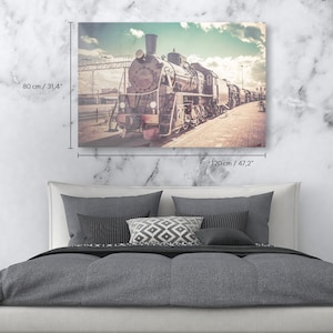 Old Steam Locomotive, Retro Train At Railway Station Acrylic Glass Print - Wall Art On Acrylic Glass - Renters Decor #54AM