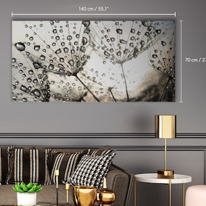 Dandelion Seeds With Dew Drops Cotton Canvas Art - Backlit - Nature - Wall Art - Wall Decoration - Cotton Canvas Art Print #42CN