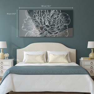 Beautiful Black and White Peony Flower Isolated On Background. Hand Drawn Contour Lines and Strokes - Acrylic Glass Print #71AP
