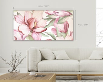 Leinwandbild Canvas Wandbild Kunstdruck Natur Pflanzen Blumen blühende Magnolien